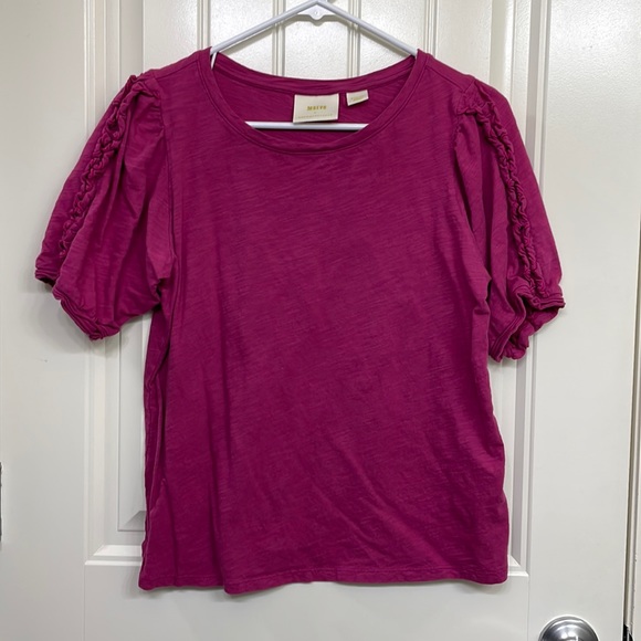Maeve Tops - Maeve for Anthropologie | ruffle sleeve tee in fuchsia